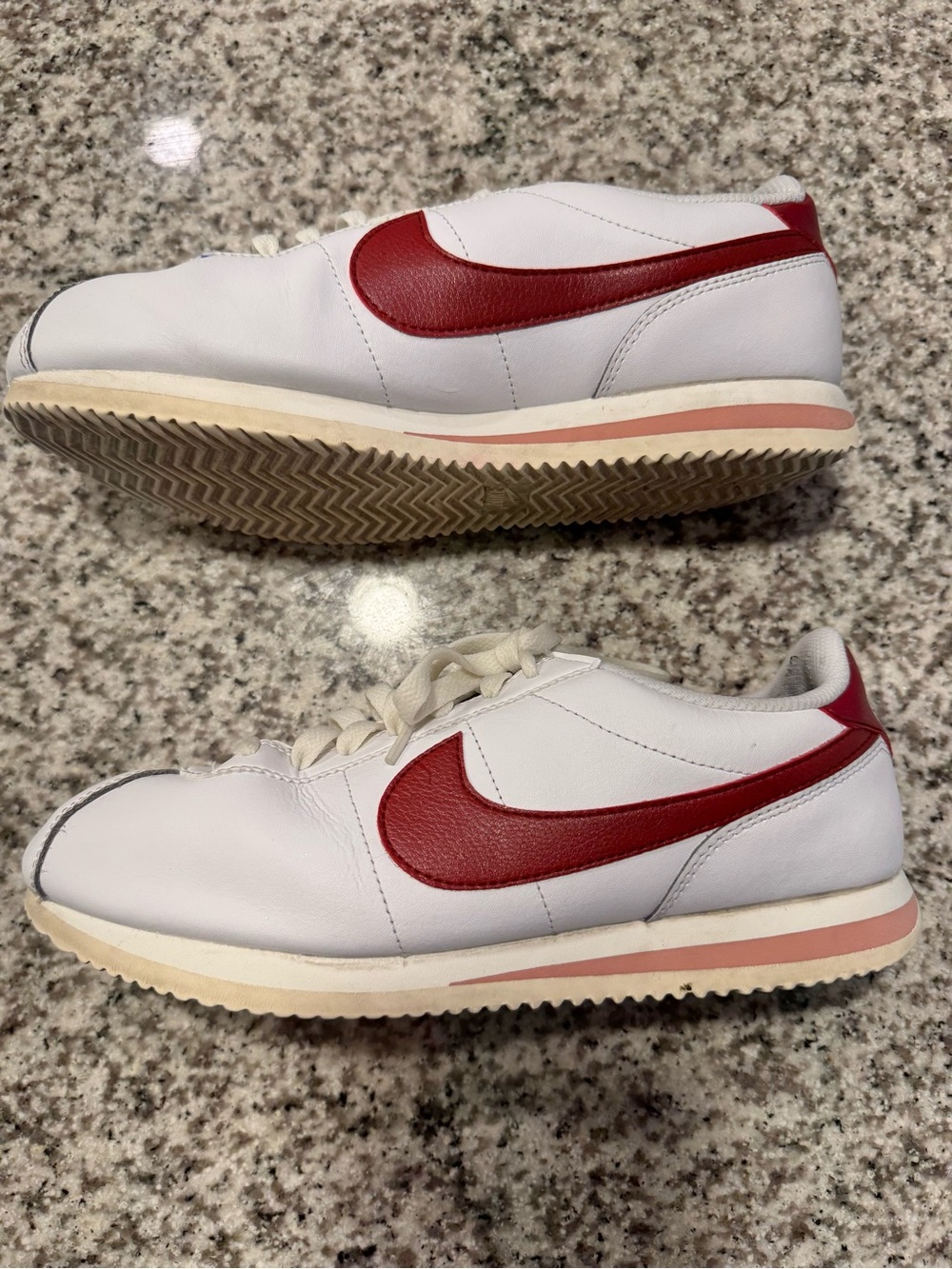 Nike Cortez Leather White and Red Womens Sneakers